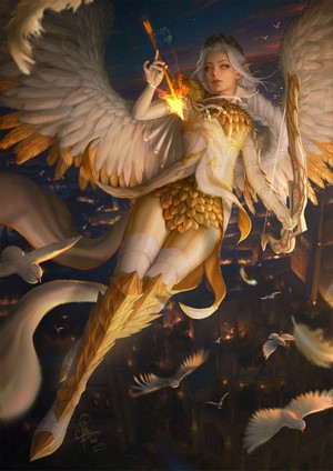 Ina Wong Angelic Archer with Silver Hair