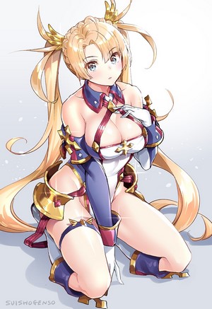 Anime girl with blonde hair and blue eyes