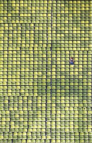 Person sitting in Allianz Arena stadium seating