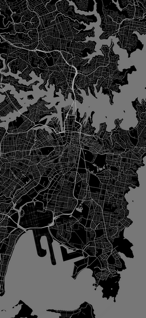 Monochrome map of Sydney