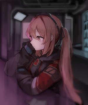 Anime girl with pink hair in a hoodie