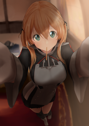 Prinz Eugen from Kantai Collection eating a snack