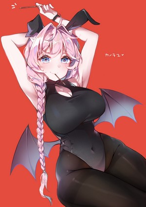 Anime girl with pink hair and bat wings