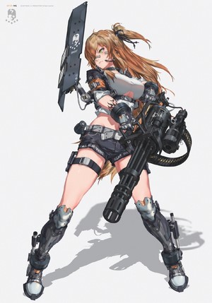 Futuristic Anime Girl with Machine Gun by Miv4t