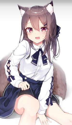 Anime cat girl in school uniform