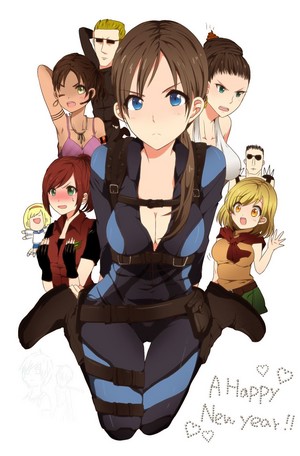 Resident Evil characters celebrating New Year