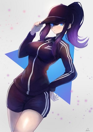Anime girl in athletic wear and cap