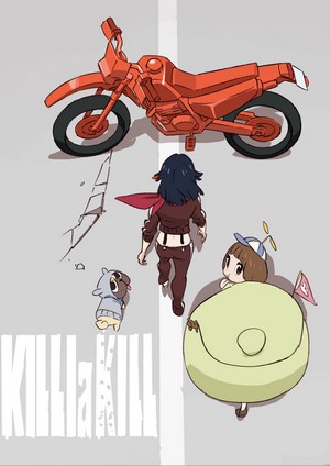 Matoi Ryuuko and Mankanshoku Mako from Kill la Kill with motorcycle