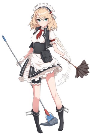 Anime Maid Girl with Cleaning Tools