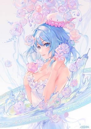 Haiyi from Synthesizer V surrounded by roses