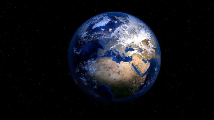 Earth from space showing Europe and Africa