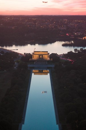 Lincoln Memorial and Reflecting Pool at sunset