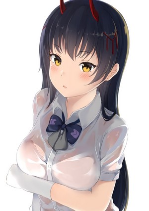 Suzuya from Azur Lane in a wet blouse