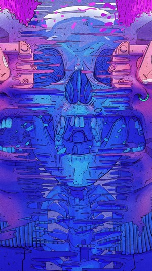 Cyberpunk Skull with Pink and Blue Hues