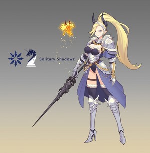 Female Knight with Horns and a Fiery Companion