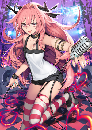 Astolfo from Fate/Grand Order singing into a microphone