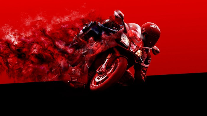 Aprilia Racing Motorcycle with Red Smoke