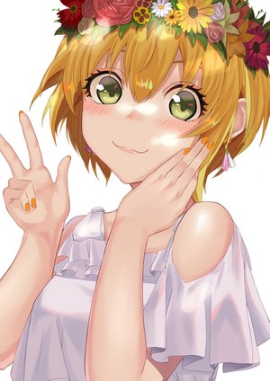Anime girl with blonde hair and flower crown
