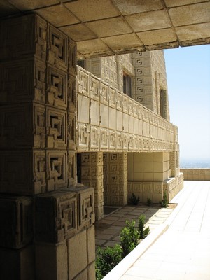 Concrete architecture with Maya-inspired patterns