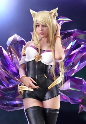 Ahri from League of Legends with Nine Tails