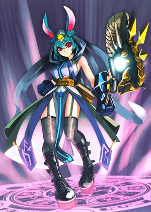 Anime girl with bunny ears and a gun
