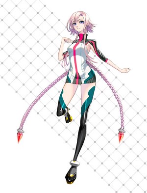 Anime girl with purple hair and braided pigtails