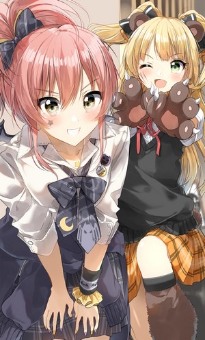 Two anime girls in school uniforms