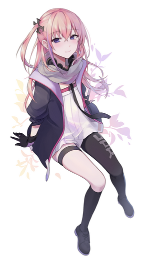 Anime girl with pink hair and purple eyes