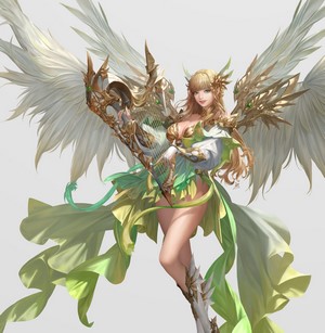 Daeho Cha Angelic Woman with Golden Wings