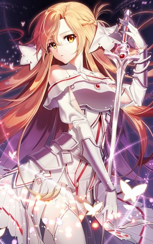 Asuna Yuuki from Sword Art Online holding a sword