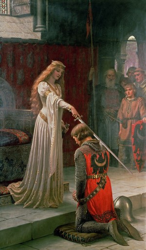 Knight Receiving a Sword from a Woman