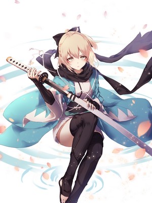 Okita Souji from Fate/Grand Order with a sword