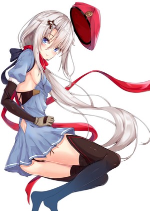 Anime girl with white hair and blue eyes