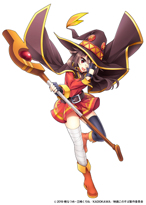 Megumin from Kono Subarashii Sekai ni Shukufuku wo! holding a staff