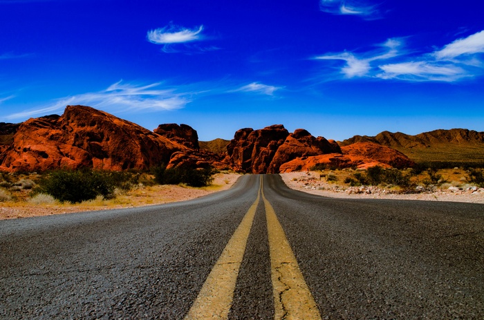 Road through Valley of Fire State Park, Nevada, USA