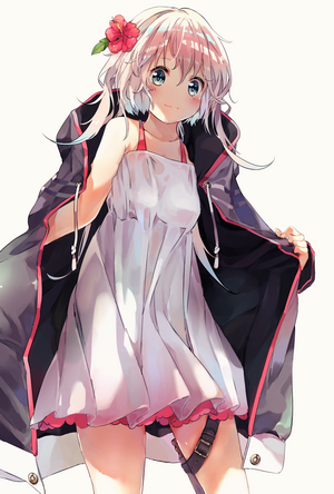 Soranagi Yuki anime girl with short silver hair and flower
