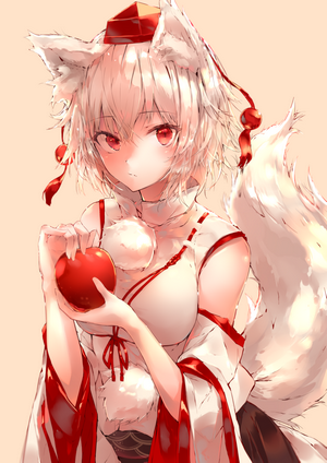 Momiji Inubashiri from Touhou Project holding an apple
