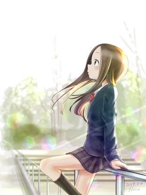 Takagi-san in School Uniform by the Rail