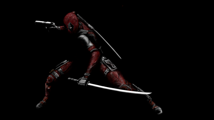 Deadpool with Swords and Gun 4K Fan Art