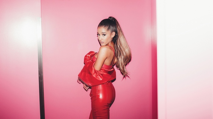 Ariana Grande in red outfit