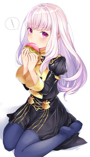 Lysithea von Ordelia from Fire Emblem: Three Houses eating a pastry