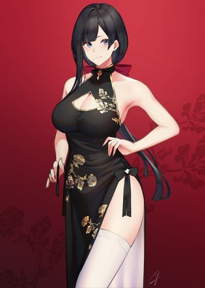 Hayabusa Anime Girl in Elegant Dress