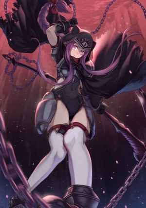 Anime girl with purple hair and chains