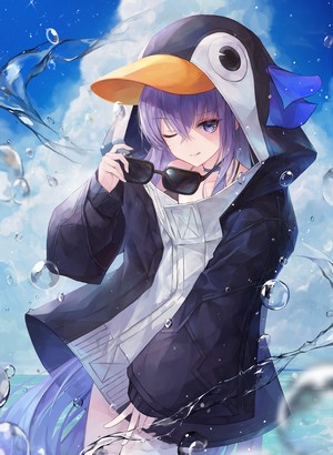 Meltlilith from Fate Series wearing a penguin hoodie