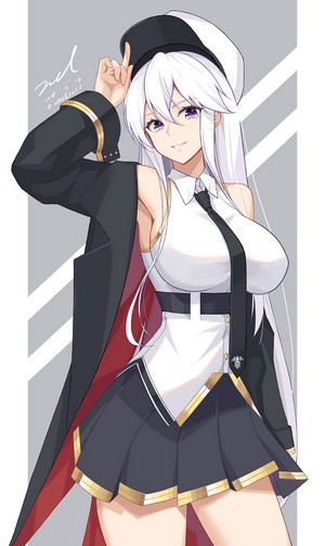 Anime girl in naval uniform