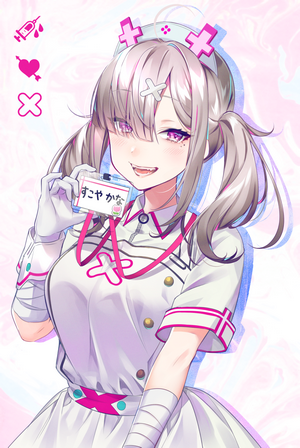 Anime nurse girl with ID card