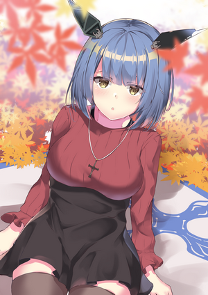 Gascogne from Azur Lane in autumn