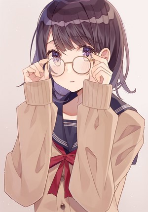 Anime girl with glasses and school uniform