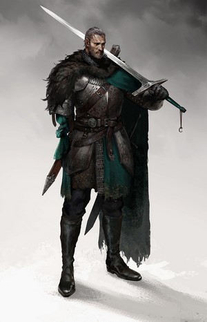 A knight in armor holding a sword