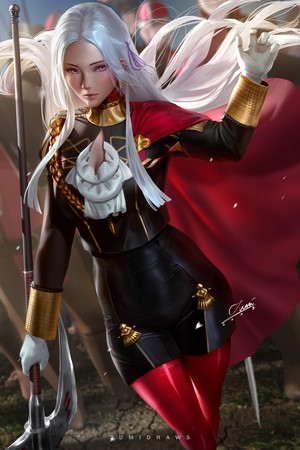Edelgard von Hresvelg in Military Uniform Artwork